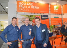 A busy stand uniting no less than five cooperating companies that focused on Ukraine and Russia for Fruit Logistica. On the photo on behalf of Kemp Plant Nursery: John Gielen, Hans van den Goor and Paul Litjens.